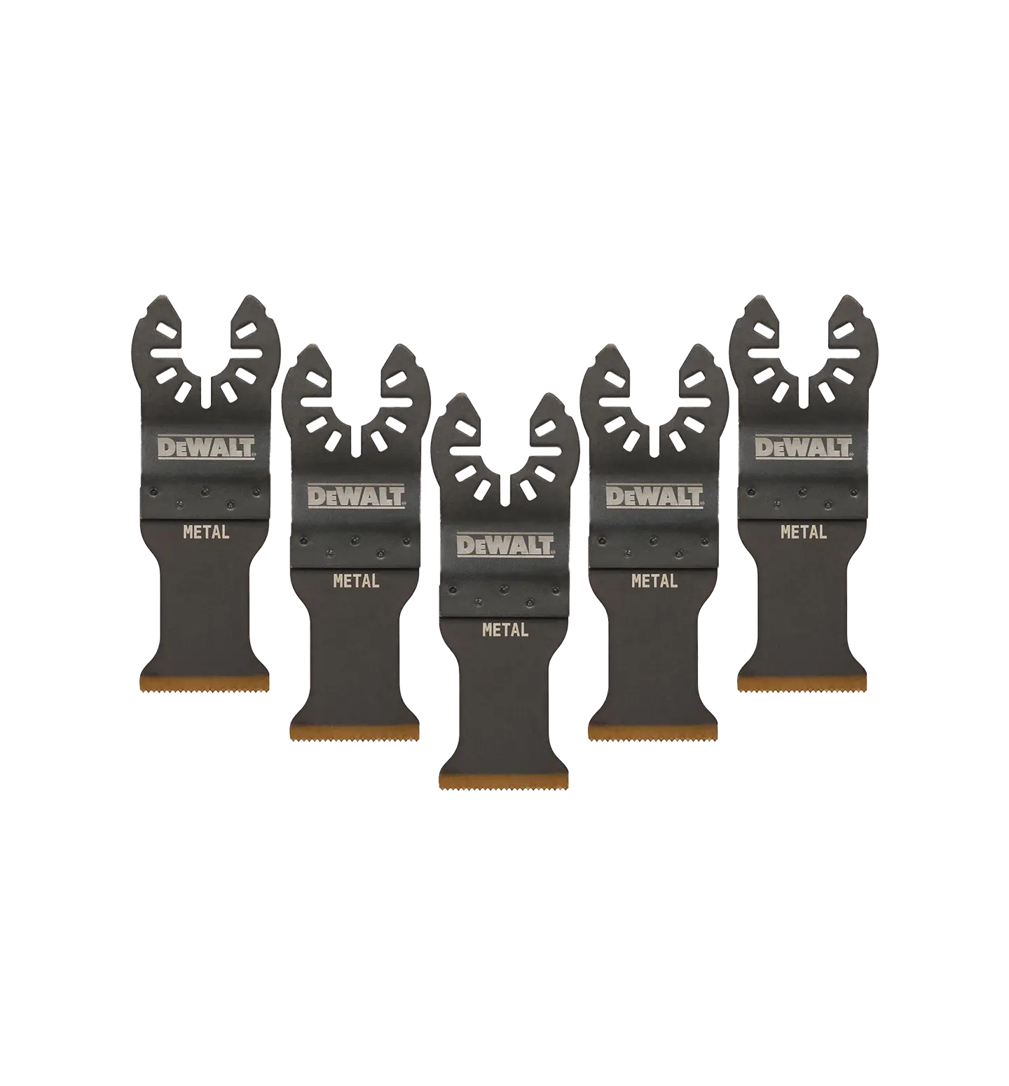 DT20727 Sagbladsett for multiverktøy Metall Titan 43x30mm 18TPI 5stk  - Detaljbilde Dypetset - 1 Fullt utsnitt av DT20727 Sagbladsett for multiverktøy Metall Titan 43x30mm 18TPI 5stk (produktet) fremstilt på en transparent bakgrunn