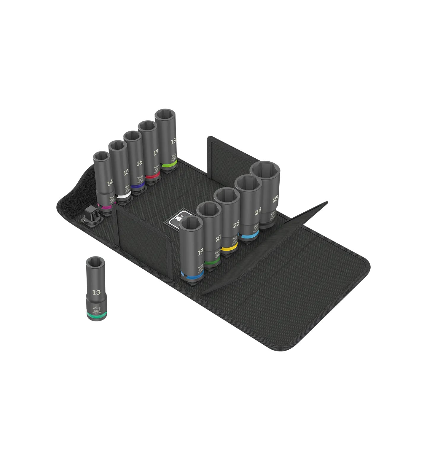 Fullt utsnitt av 8790 C Impaktor Deep Set 1 Pipenøkkelsett 1/2" 11stk M13-27 (produktet) fremstilt på en transparent bakgrunn