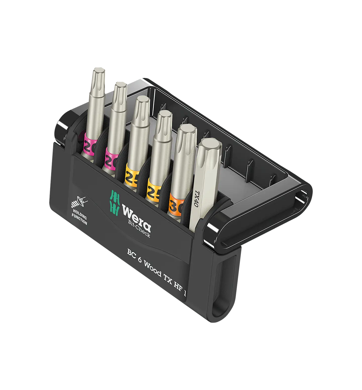 Fullt utsnitt av Bit-Check 6 Wood TX HF 1 Bitssett 6 bits (produktet) fremstilt på en transparent bakgrunn