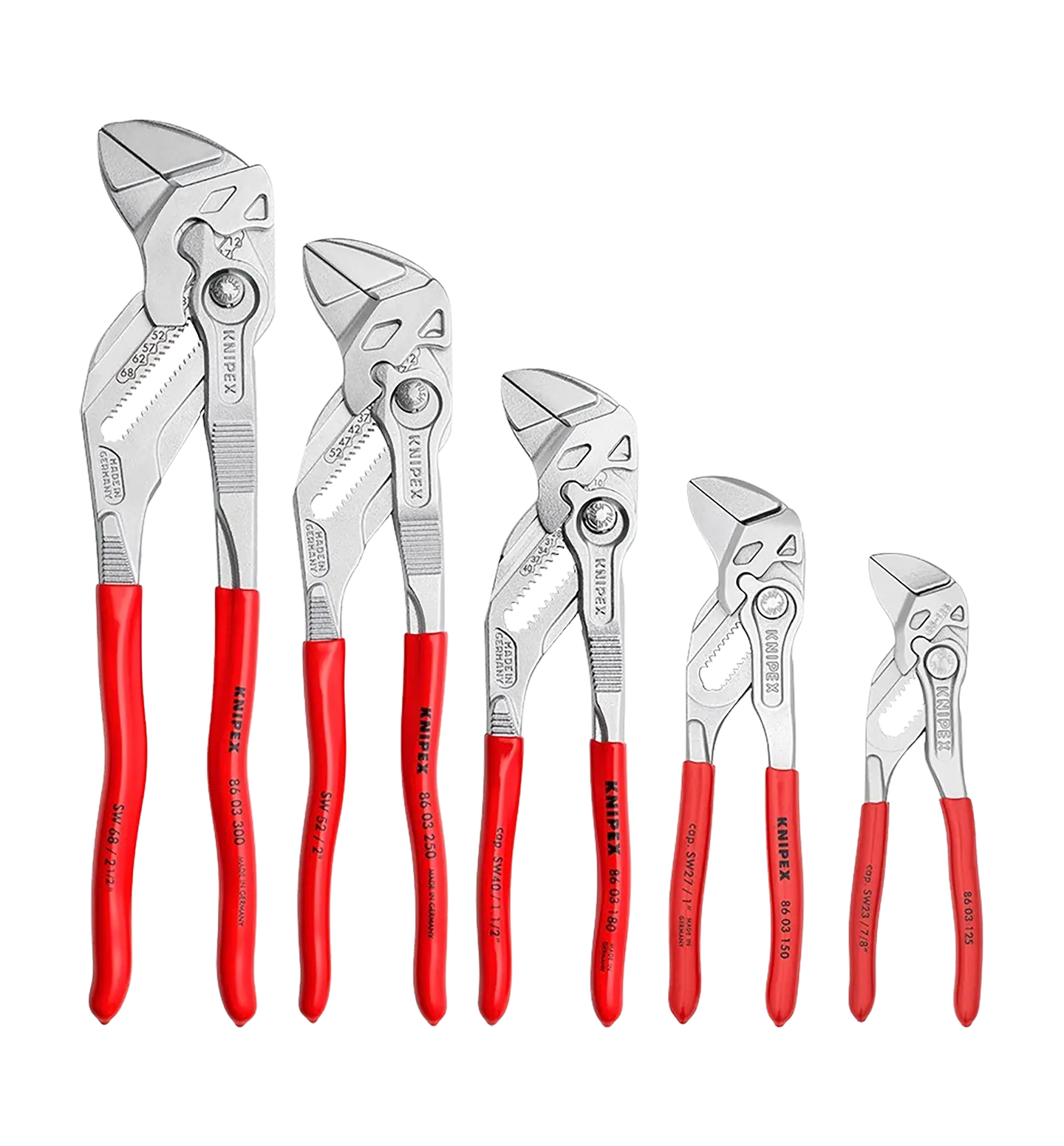 Detaljer på Pararelltangsett 5stk (produktet) fremstilt på en transparent bakgrunn