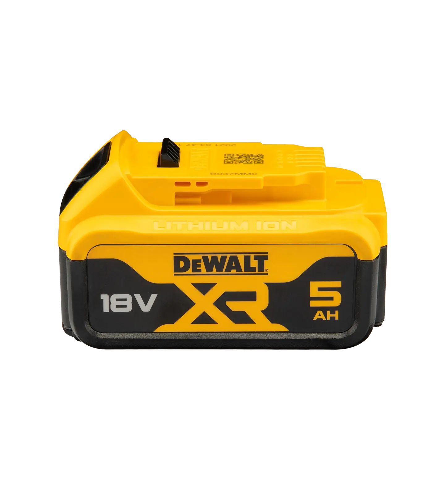 Detaljer på DCB184 Batteri 18V XR Li-ion 5Ah (produktet) fremstilt på en transparent bakgrunn