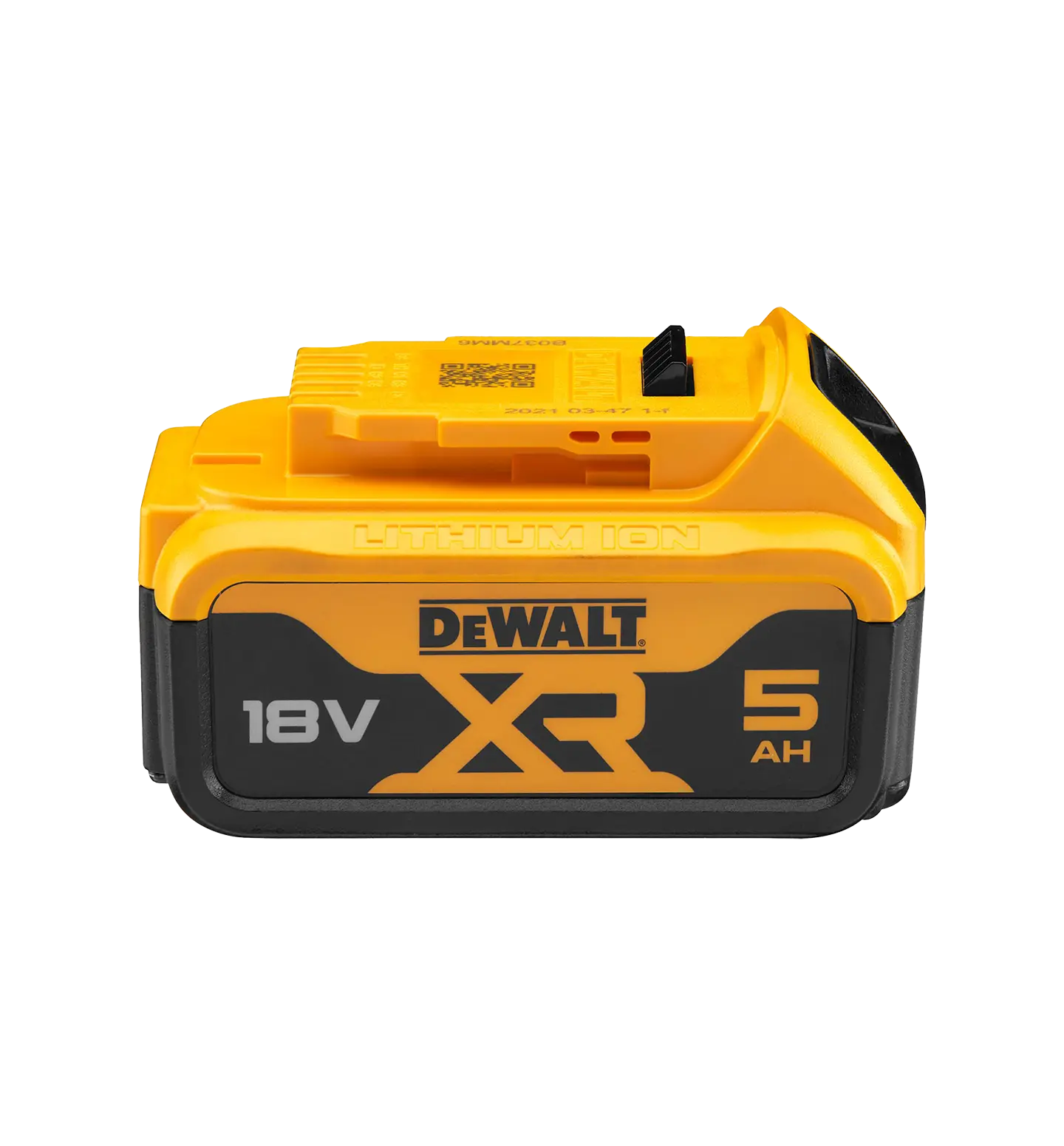 Detaljer på DCB184 Batteri 18V XR Li-ion 5Ah (produktet) fremstilt på en transparent bakgrunn