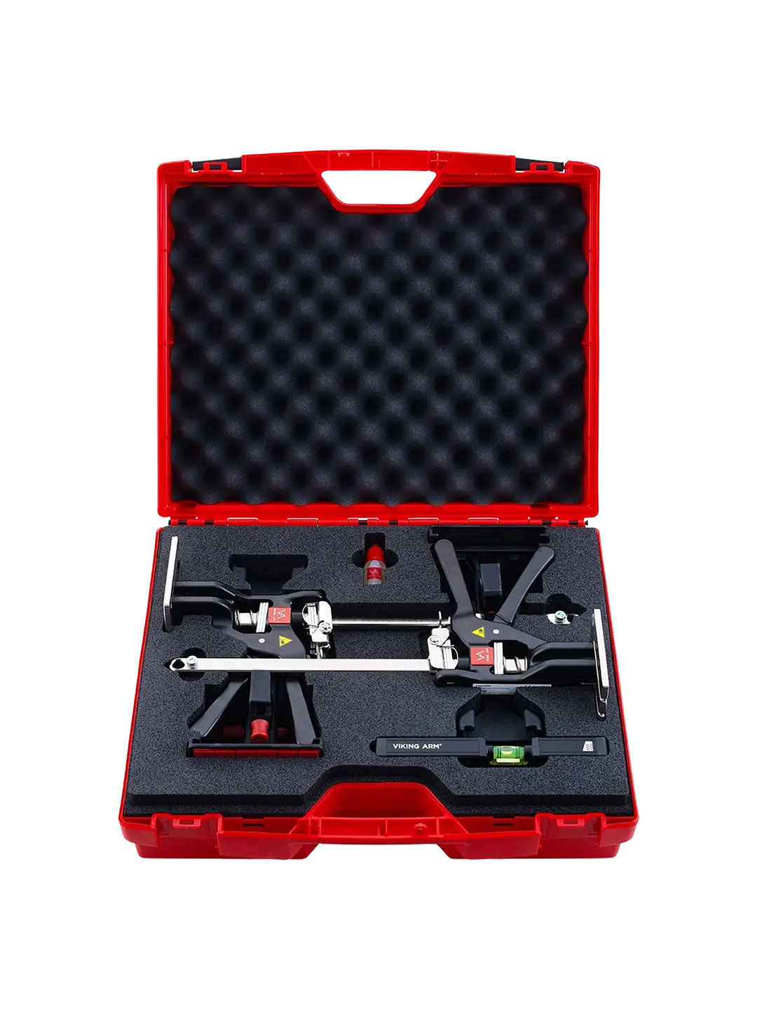 Fullt utsnitt av Oppbevaringskasse til 2stk Håndholdte Jekker m/Installasjonssett for skap Tom (produktet) fremstilt på en transparent bakgrunn